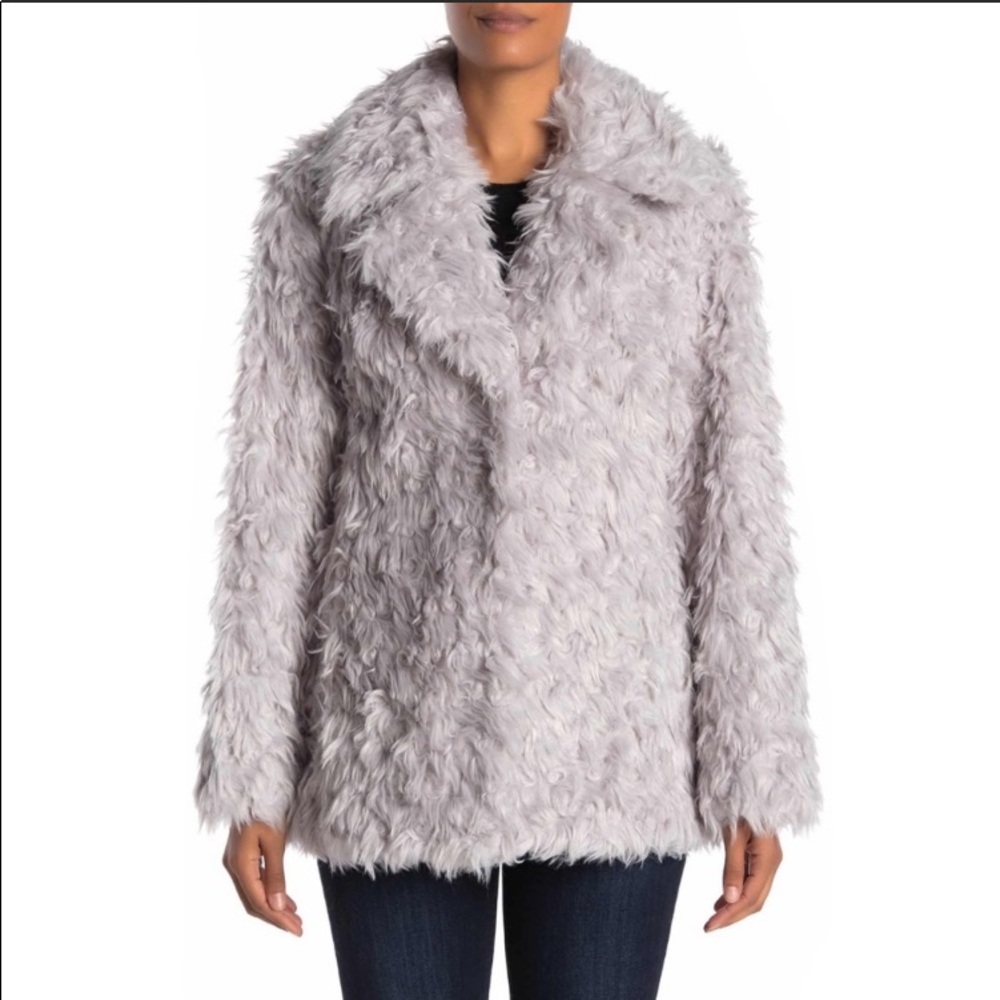 AVEC LES FILLES Notch Collar Curly Faux Fur Jacket size Extra Large - Picture 2 of 8